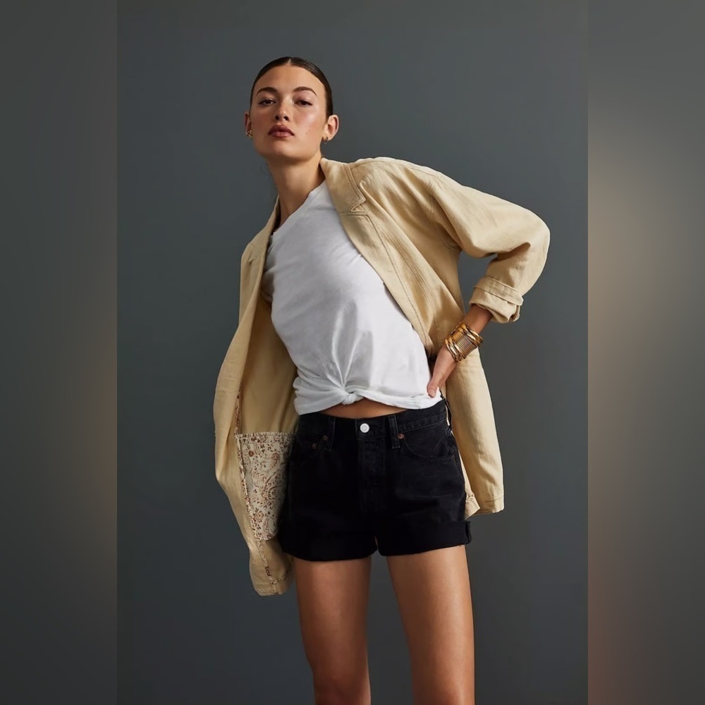 PILCRO - Oversized Linen Blend Blazer in Beige